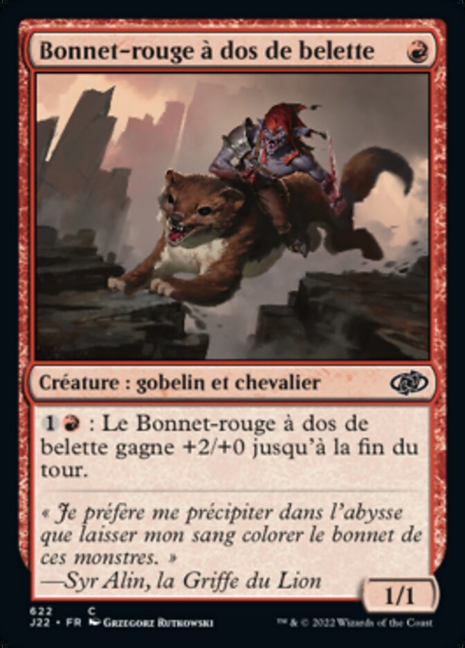 image Bonnet-rouge à dos de belette