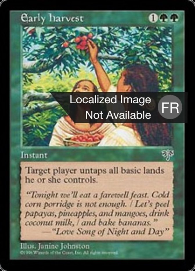 image Récolte précoce