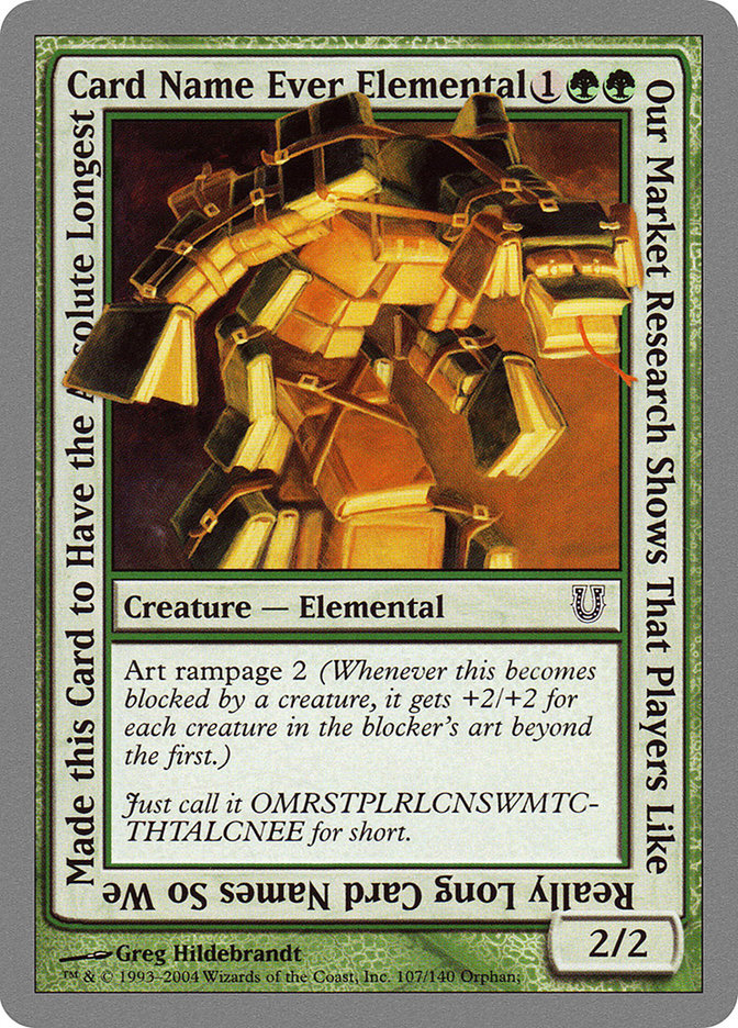 image Our Market Research Shows That Players Like Really Long Card Names So We Made this Card to Have the Absolute Longest Card Name Ever Elemental
