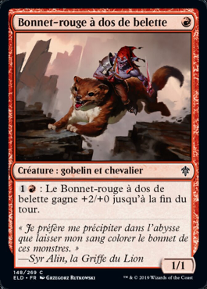 image Bonnet-rouge à dos de belette