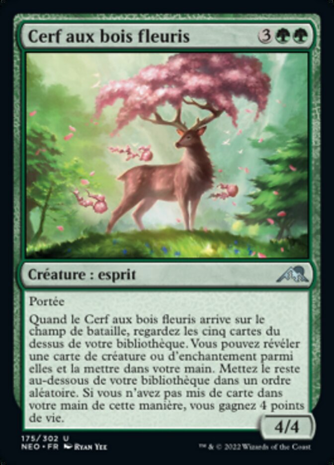 image Cerf aux bois fleuris
